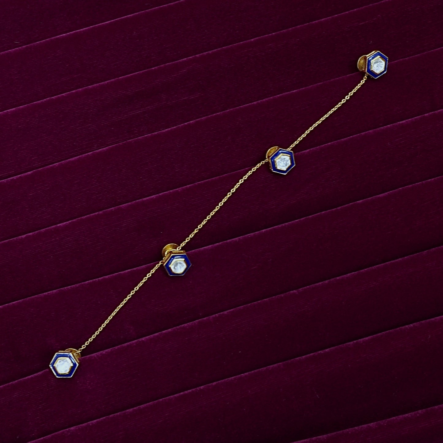 Men’s Sterling Silver Kurta Buttons – Gold-Plated Moissanite & Enamel Set (Standard Size)