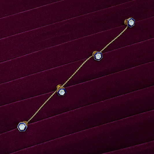 Men’s Sterling Silver Kurta Buttons – Gold-Plated Moissanite & Enamel Set (Standard Size)