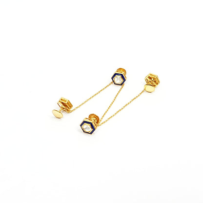 Men’s Sterling Silver Kurta Buttons – Gold-Plated Moissanite & Enamel Set (Standard Size)