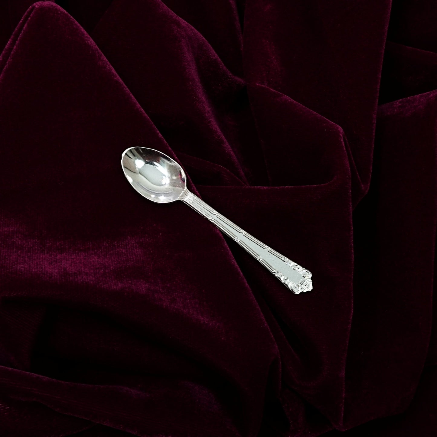 Sterling Silver Pooja Spoon – Ornate Design (3 inch)
