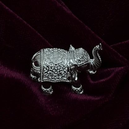 Sterling Silver Elephant Figurines – Ornate Pair (1.2 inch)