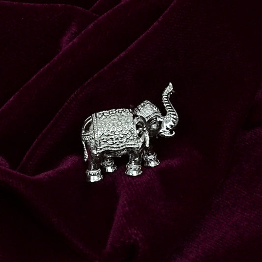 Sterling Silver Elephant Figurines – Ornate Pair (1.2 inch)