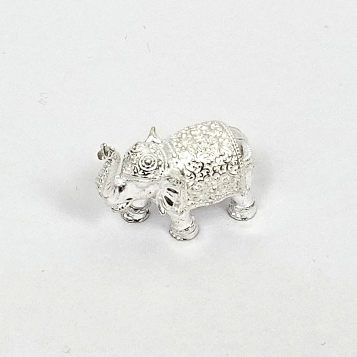 Sterling Silver Elephant Figurines – Ornate Pair (1 inch each)