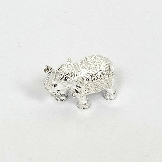 Sterling Silver Elephant Figurines – Ornate Pair (1 inch each)
