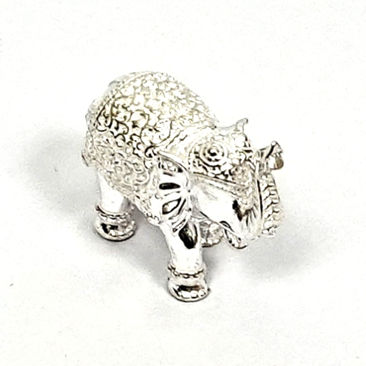 Sterling Silver Elephant Figurines – Ornate Pair (1 inch each)