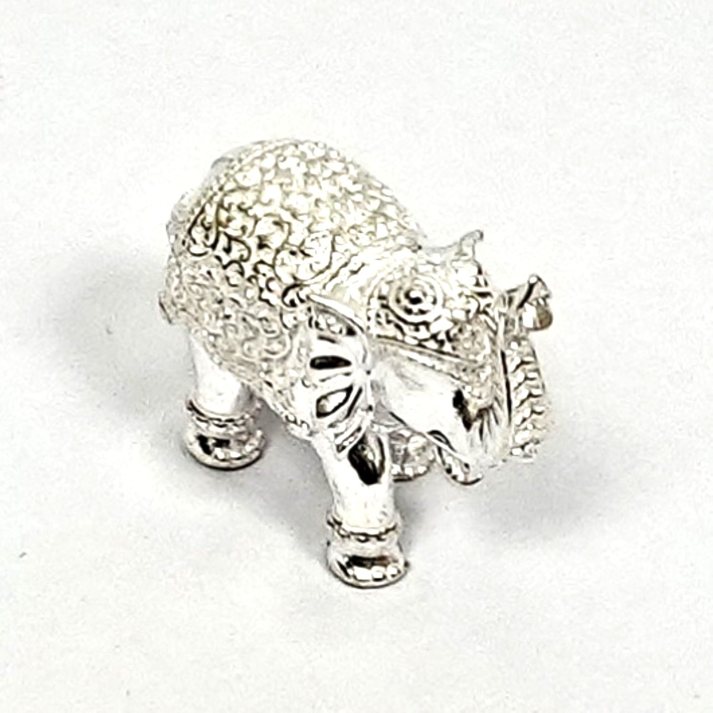 Sterling Silver Elephant Figurines – Ornate Pair (1.2 inch)