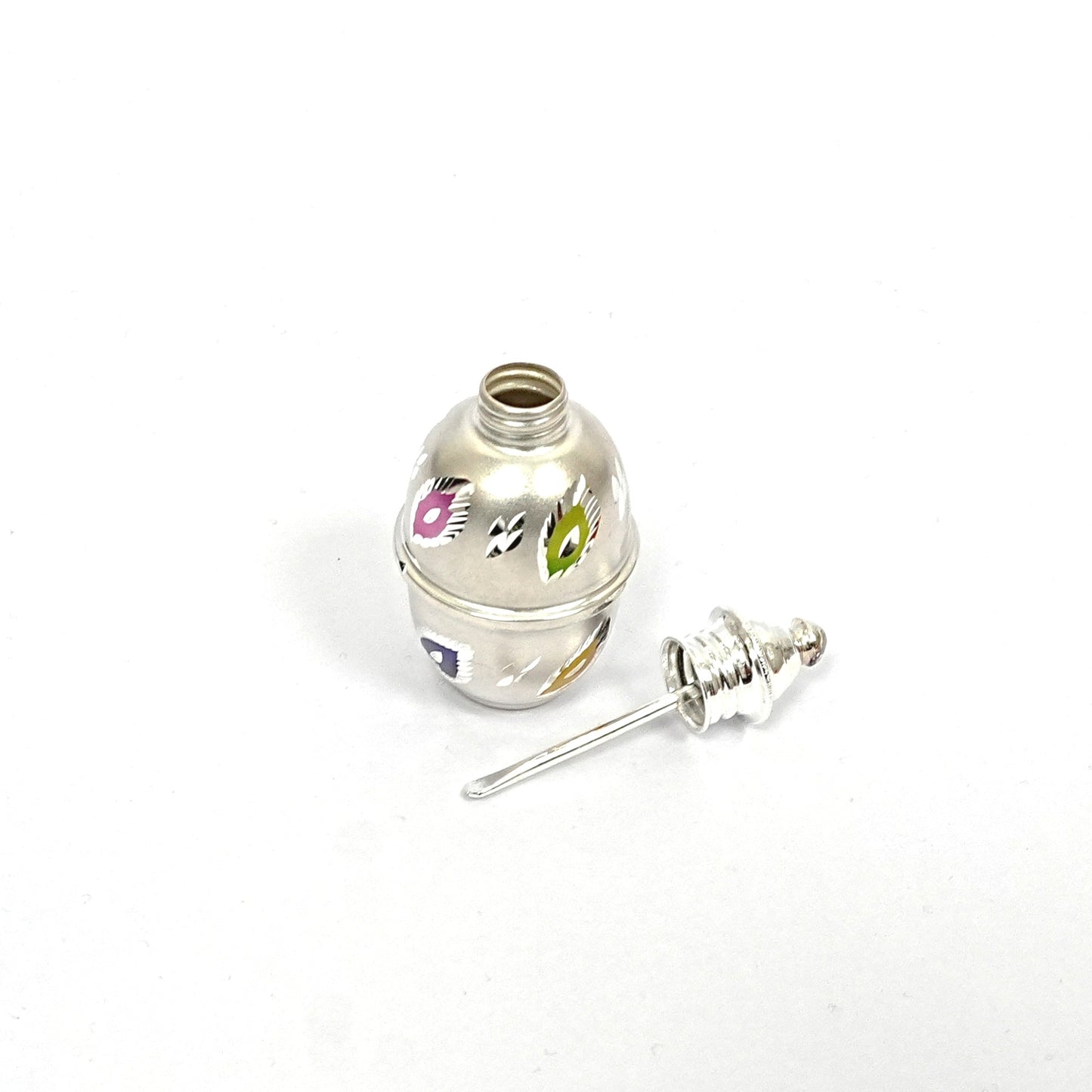 Sterling Silver Ornate Container – Enamel Design (2.5 inch)