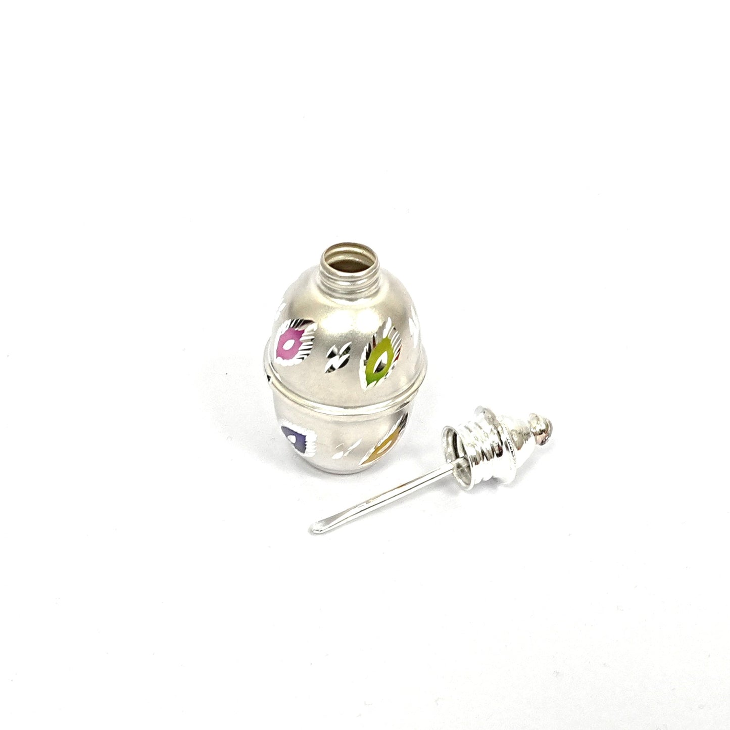 Sterling Silver Ornate Container – Enamel Design (2.5 inch)