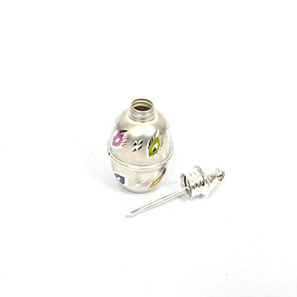 Sterling Silver Ornate Container – Enamel Design (2.5 inch)