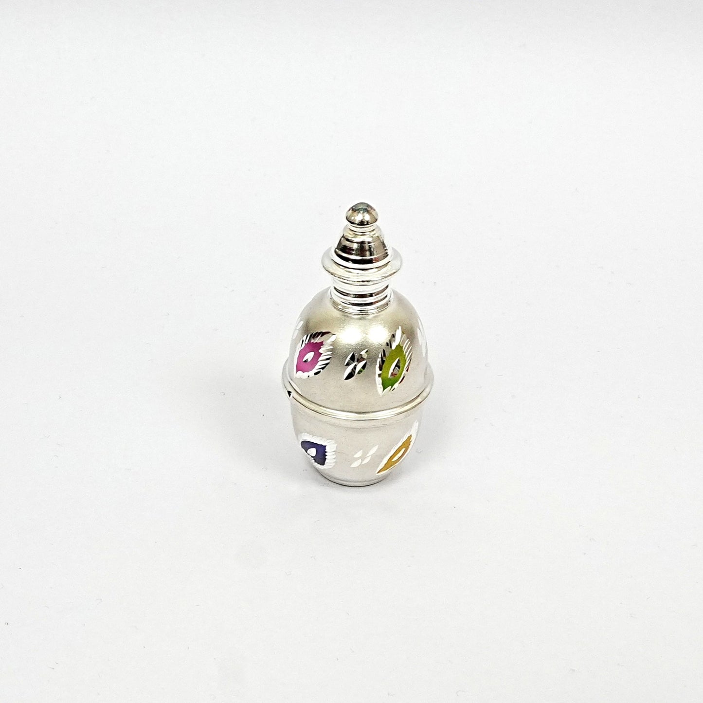 Sterling Silver Ornate Container – Enamel Design (2.5 inch)