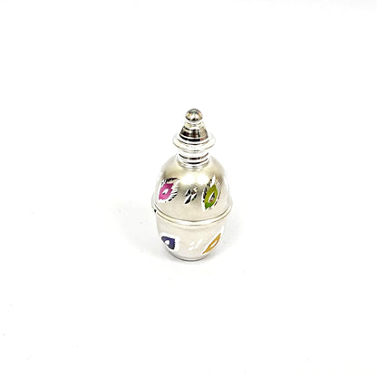 Sterling Silver Ornate Container – Enamel Design (2.5 inch)