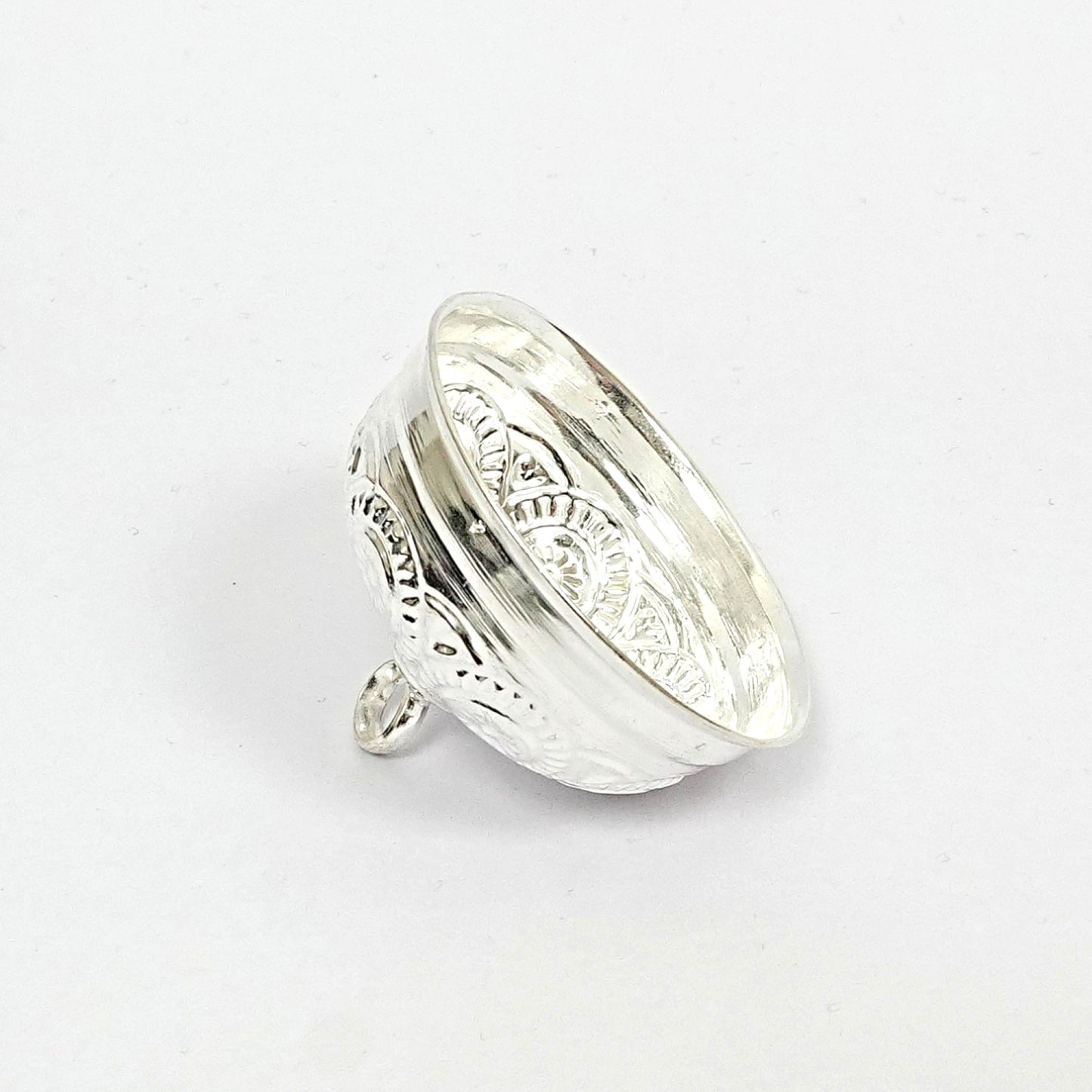 Sterling Silver Chhatra – Ornate Floral Design (2 inch)