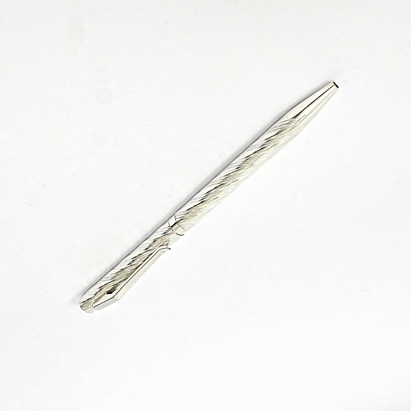 Pure Silver Pen – Spiral Textured Design (Standard Size)