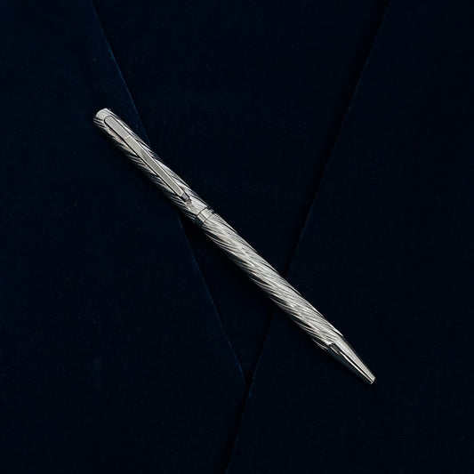 Pure Silver Pen – Spiral Textured Design (Standard Size)
