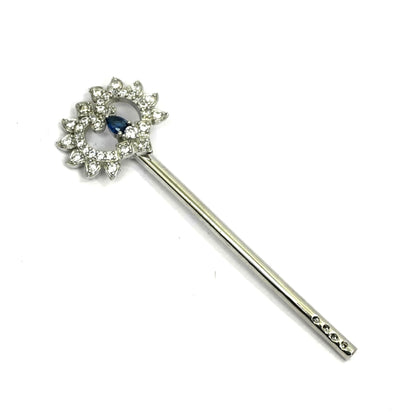 Sterling Silver Krishna Bansuri – Floral Gemstone Design (2.25 inch)