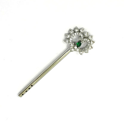 Sterling Silver Krishna Bansuri – Ornate Design with Gemstones (2.25 inch)