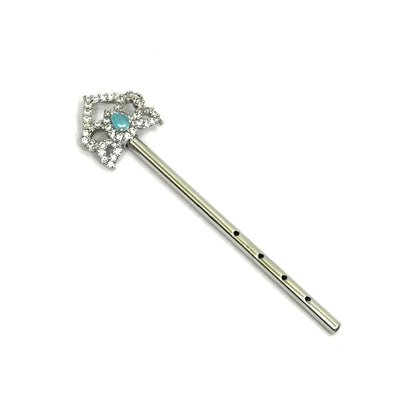 Sterling Silver Krishna Accessories Set – Bansuri, Mala, Mukut & Kade (Turquoise Gemstones)