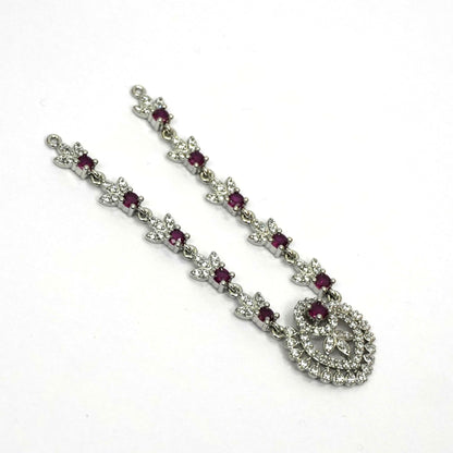 Sterling Silver Krishna Accessories Set – Bansuri, Mala, Mukut & Kada (Red Gemstones)