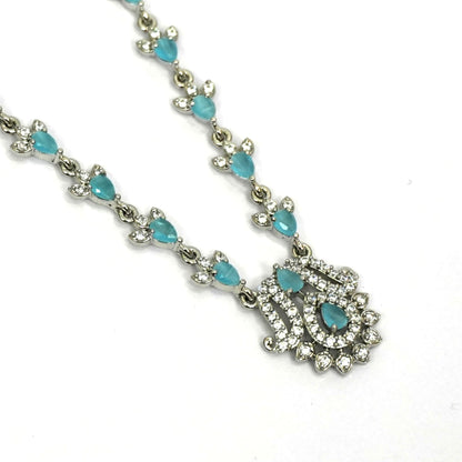 Sterling Silver Krishna Accessories Set – Bansuri, Mala, Mukut & Kada (Turquoise Gemstones)