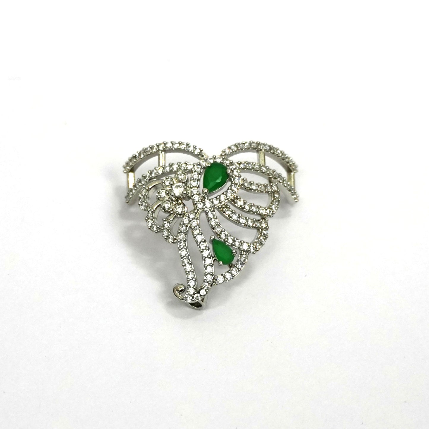 Sterling Silver Krishna Accessories Set – Bansuri, Mala, Mukut & Kada (Green Gemstones)