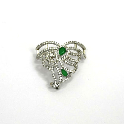Sterling Silver Krishna Accessories Set – Bansuri, Mala, Mukut & Kada (Green Gemstones)