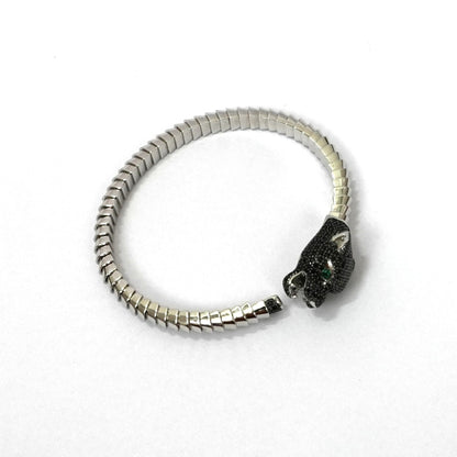 Sterling Silver Panther Bracelet – Luxury Design with Gemstone Eyes