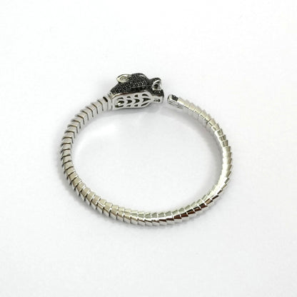 Sterling Silver Panther Bracelet – Luxury Design with Gemstone Eyes