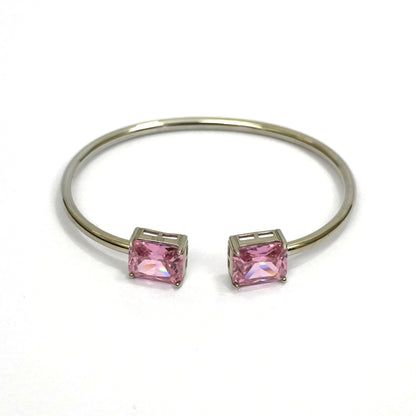 Sterling Silver Bracelet – Dual Pink Gemstone Design