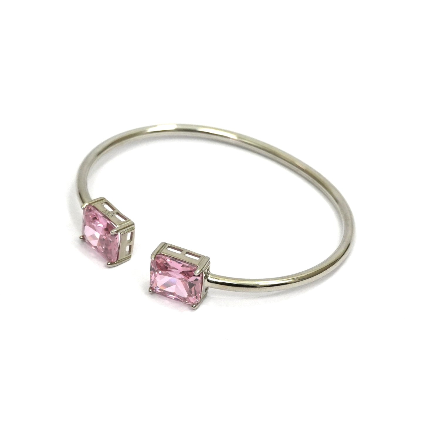 Sterling Silver Bracelet – Dual Pink Gemstone Design
