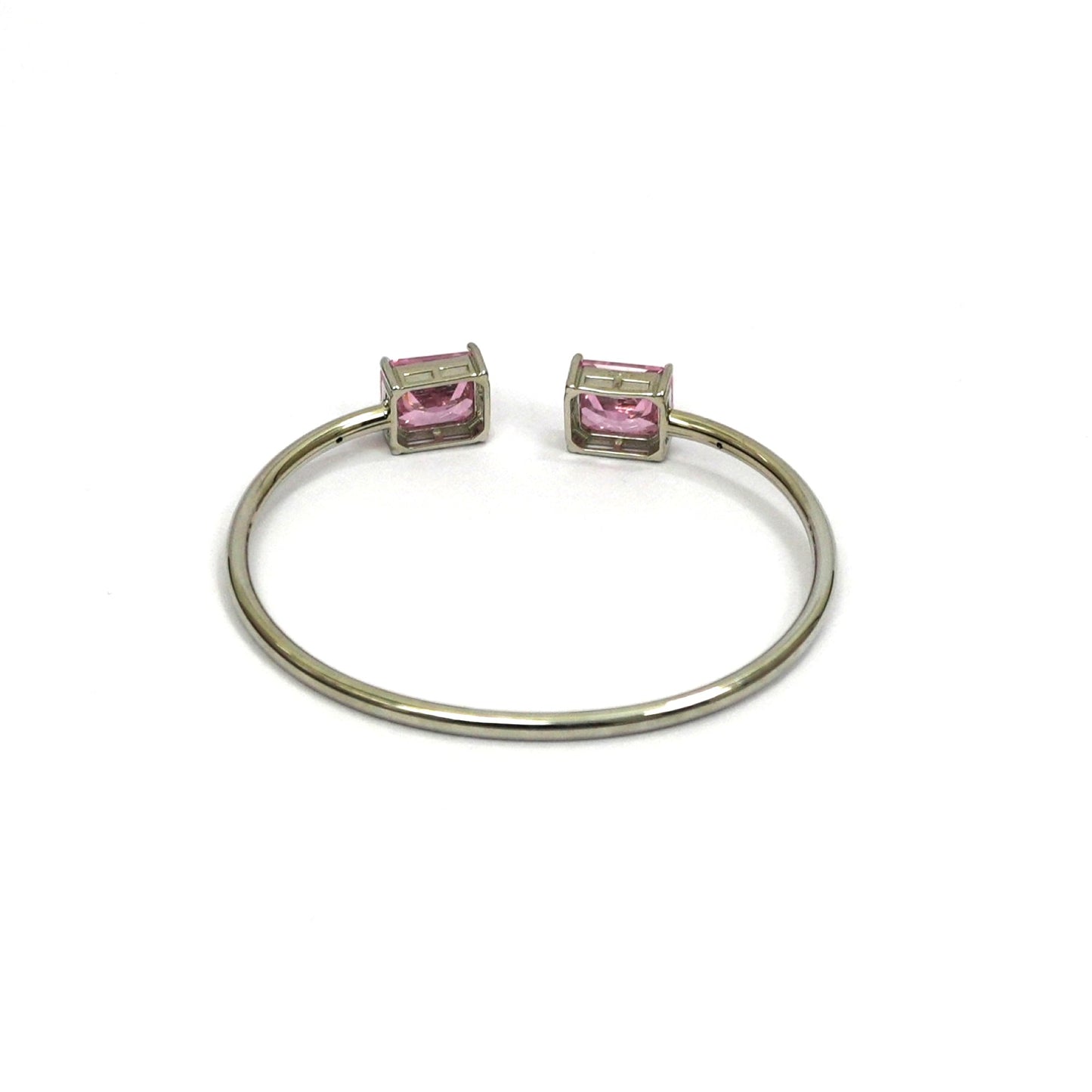 Sterling Silver Bracelet – Dual Pink Gemstone Design