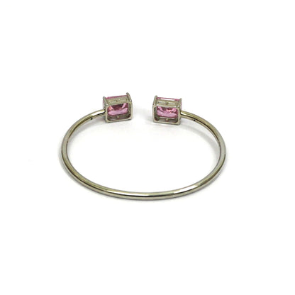 Sterling Silver Bracelet – Dual Pink Gemstone Design