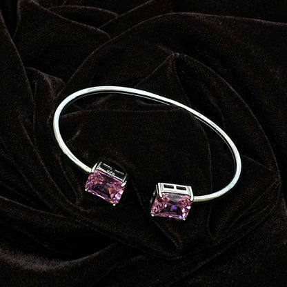 Sterling Silver Bracelet – Dual Pink Gemstone Design