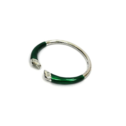 Sterling Silver Bracelet – Green Enamel & White CZ Design