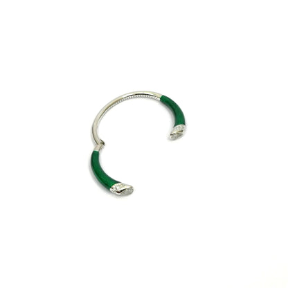 Sterling Silver Bracelet – Green Enamel & White CZ Design