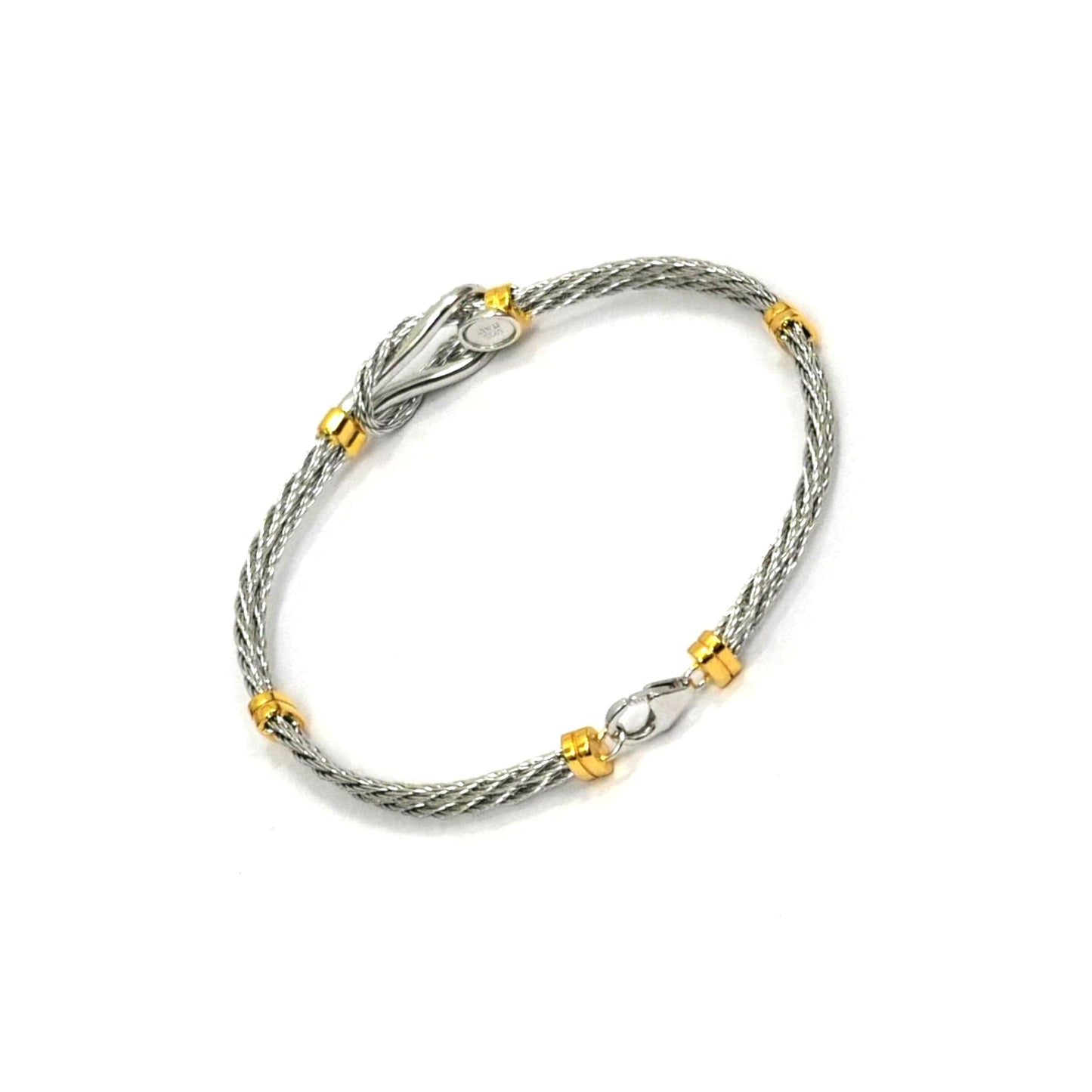 Sterling Silver Cable-Inspired Bracelet – Knot Design with CZ Accents