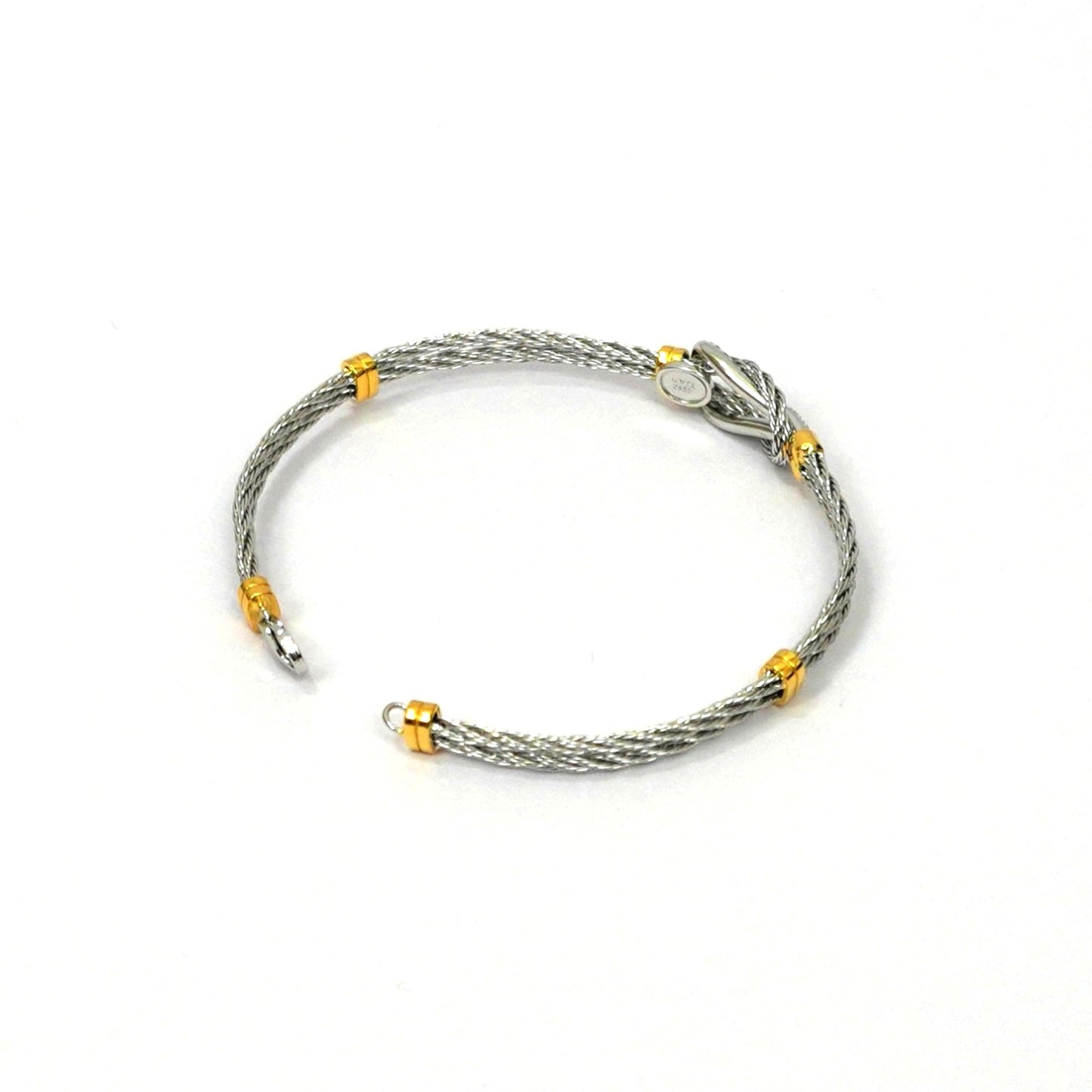 Sterling Silver Cable-Inspired Bracelet – Knot Design with CZ Accents