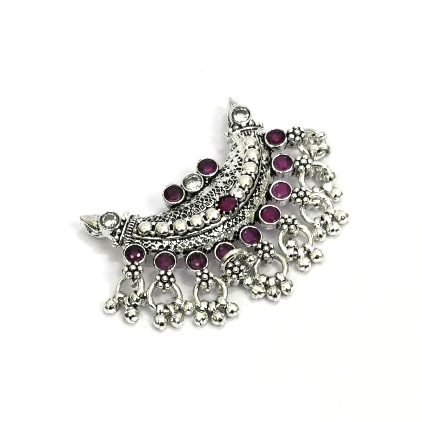 Sterling Silver Necklace – Floral Motif with Pink Ruby Gemstones