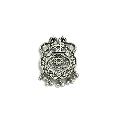 Sterling Silver Necklace – Floral & Paisley Motif with Red Gemstones