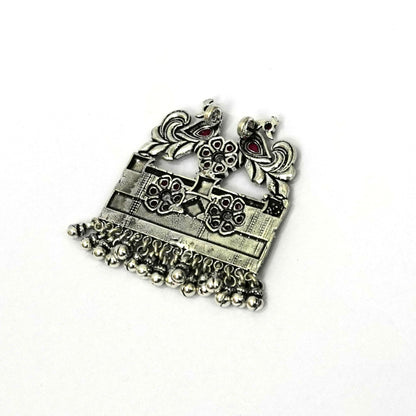 Sterling Silver Necklace – Floral Motif with Dark Pink Ruby Gemstones