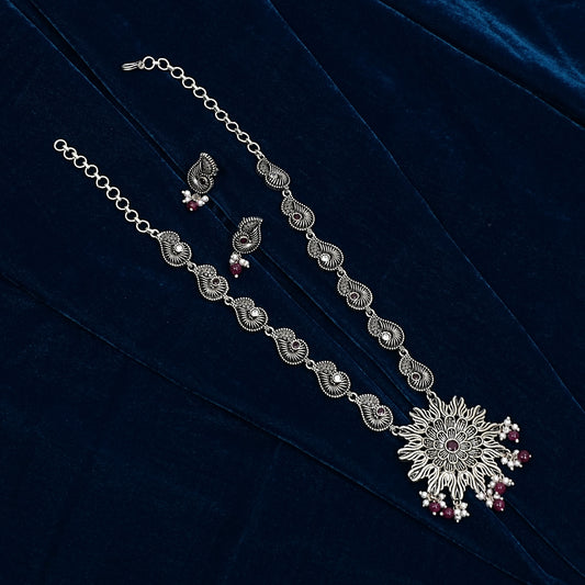Sterling Silver Tribal Necklace Set – Necklace & Earrings