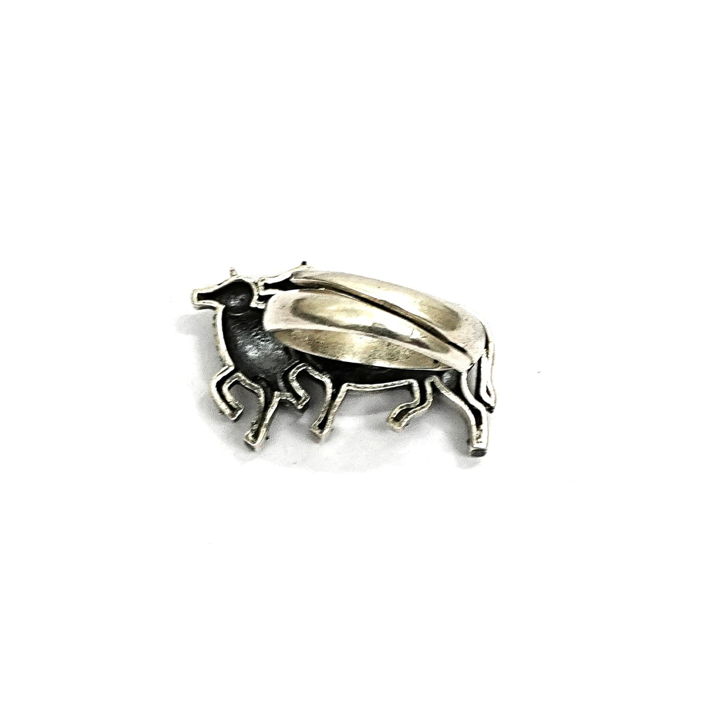 Sterling Silver Adjustable Ring – Pair of Cow Motif
