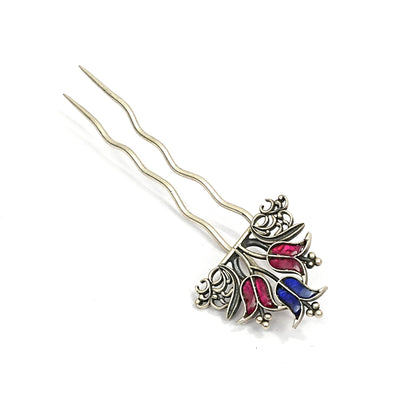 Sterling Silver Juda Pin – Floral Enamel Design