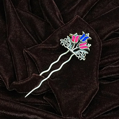 Sterling Silver Juda Pin – Floral Enamel Design