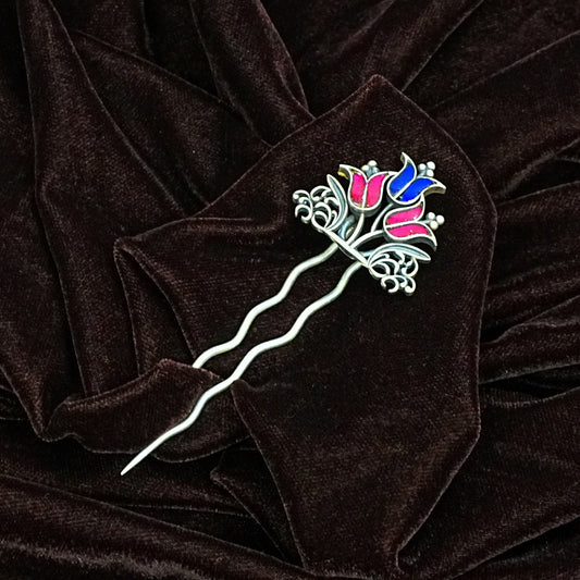 Sterling Silver Juda Pin – Floral Enamel Design