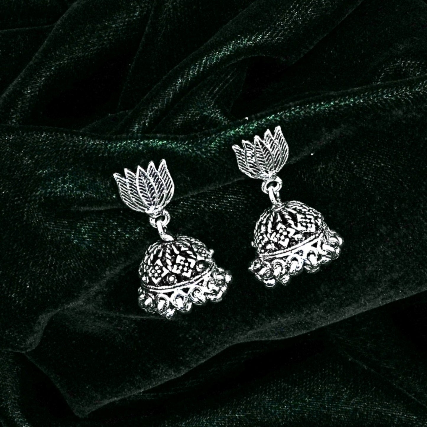 Sterling Silver Jhumki Earrings – Ornate Filigree Design