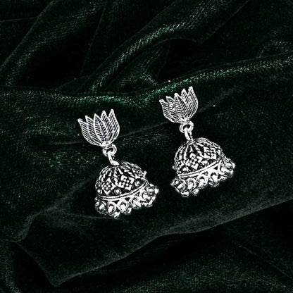 Sterling Silver Jhumki Earrings – Ornate Filigree Design