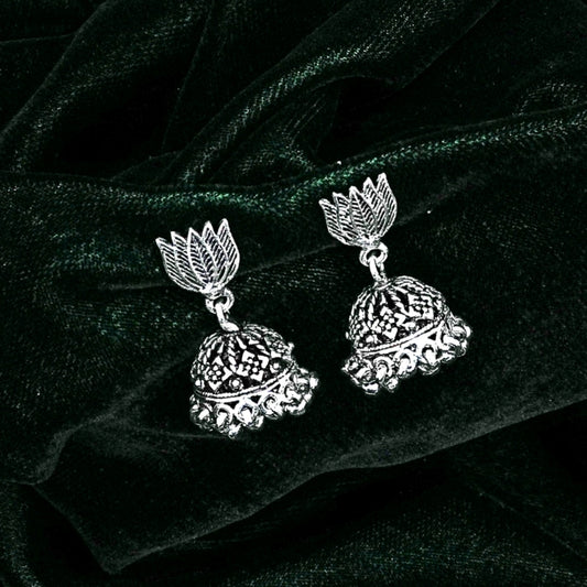 Sterling Silver Jhumki Earrings – Ornate Filigree Design