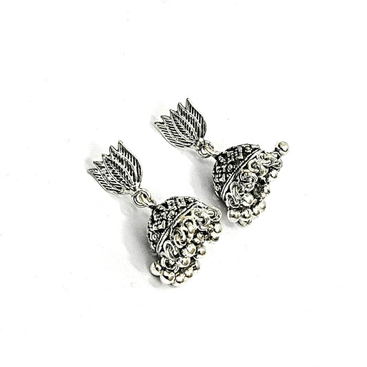Sterling Silver Jhumki Earrings – Ornate Filigree Design