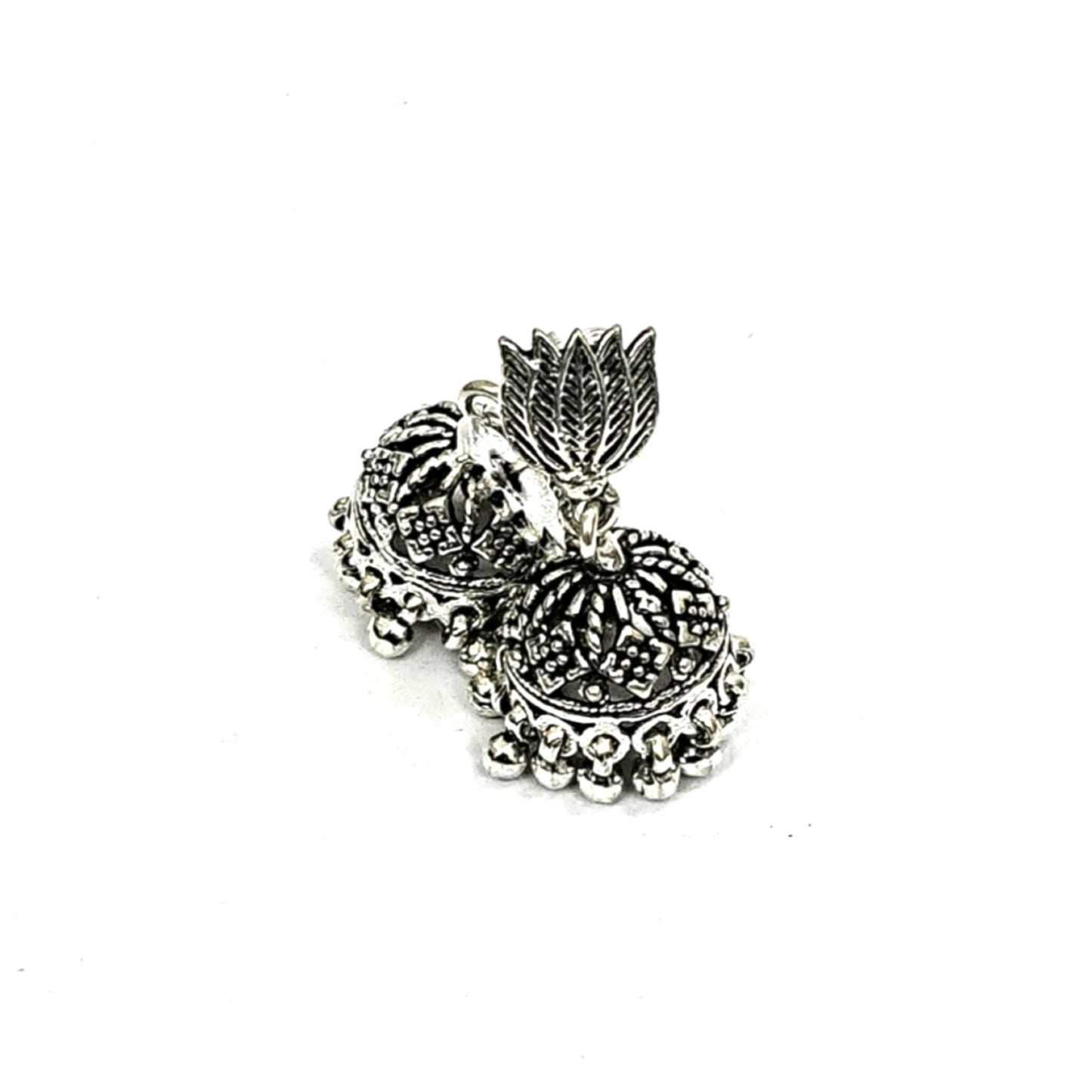Sterling Silver Jhumki Earrings – Ornate Filigree Design