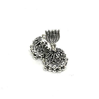 Sterling Silver Jhumki Earrings – Ornate Filigree Design